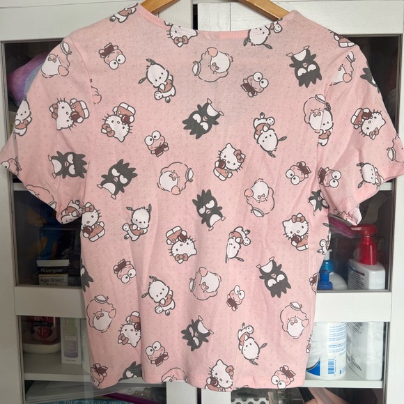Sanrio Hello Kitty and Friends Baby Pink Allover Print Lace Crop Top Size XL - Picture 2 of 3